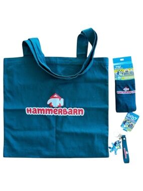 Bluey Hammerbarn Tote Bag Socks and Key Ring Bundle Bunnings Exclusive Rare
